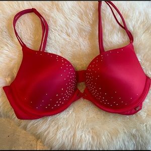 34c red rhinestone very sexy push-up bra